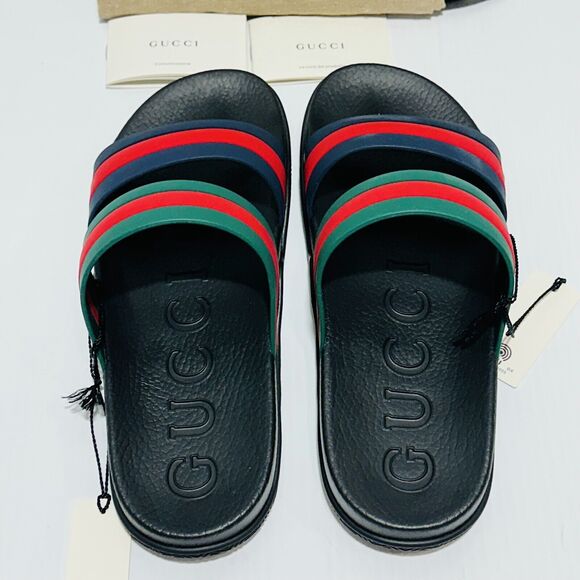 Gucci Agrado GRG 10/ US 10.5 Slides Multicolor Rubber Slip-On Sandals NIB - Picture 8 of 13